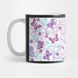 Lovely Purple Butterflies & Curlicues Mug